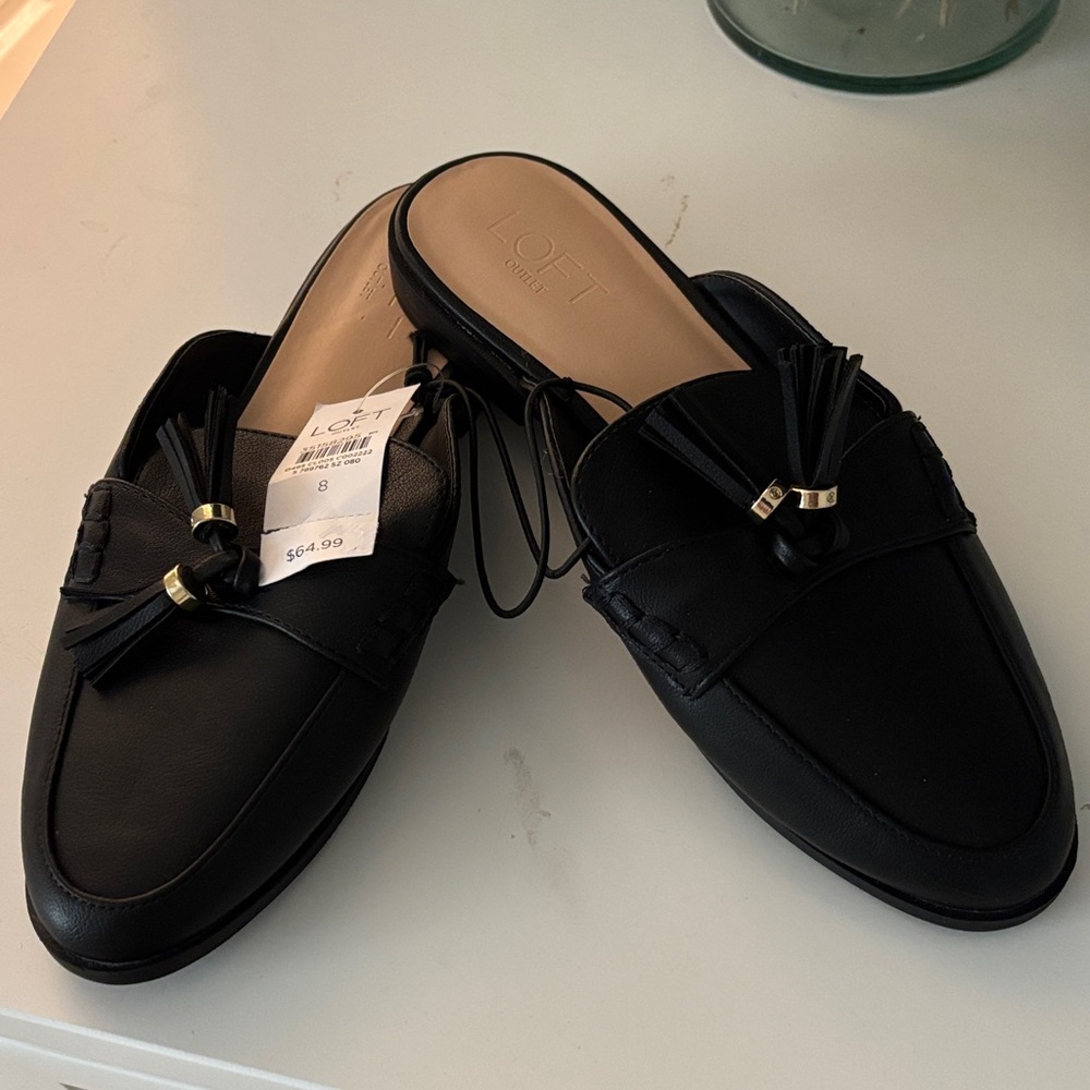 LOFT Elegant Black Tassel Loafers
